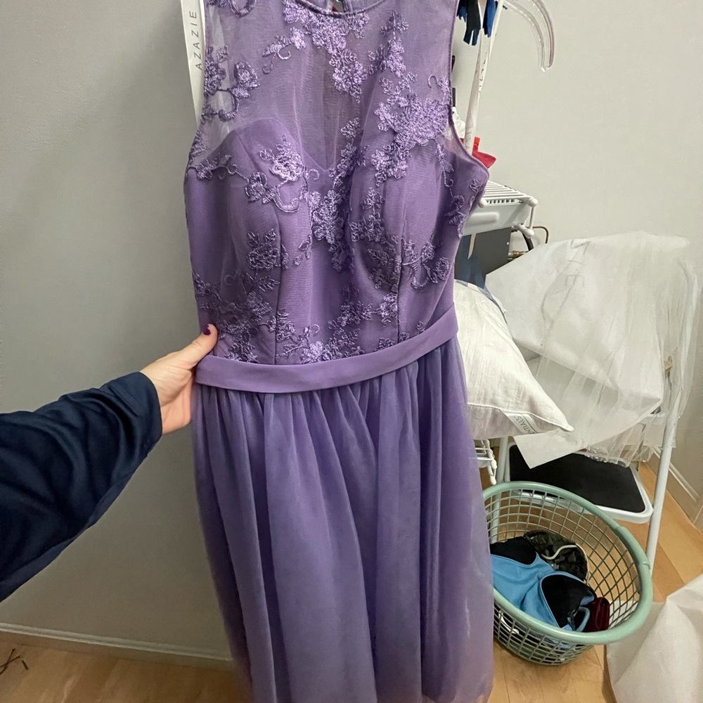 Azazie tea length bridesmaid dress